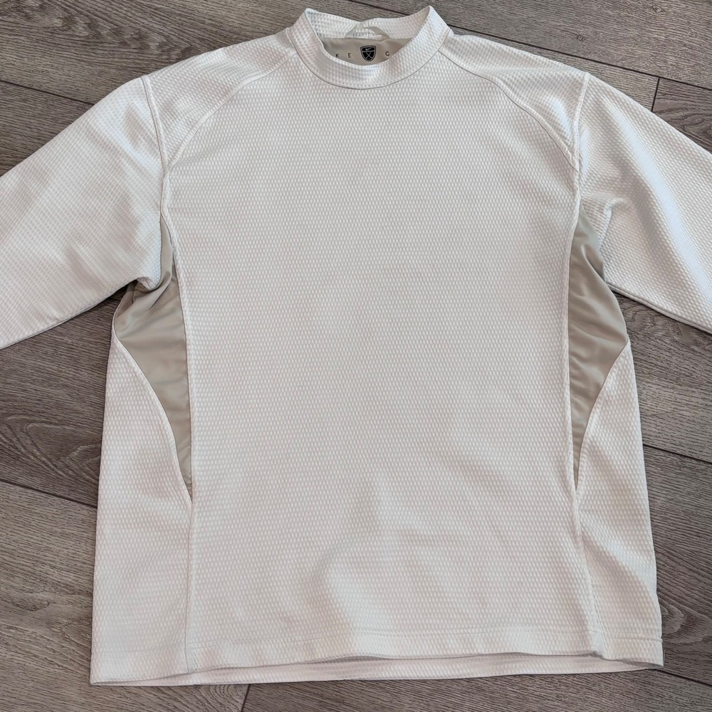 Vintage Nike Golf Pullover Mens Large White Long Sleeve Mock Neck Y2K Waffle